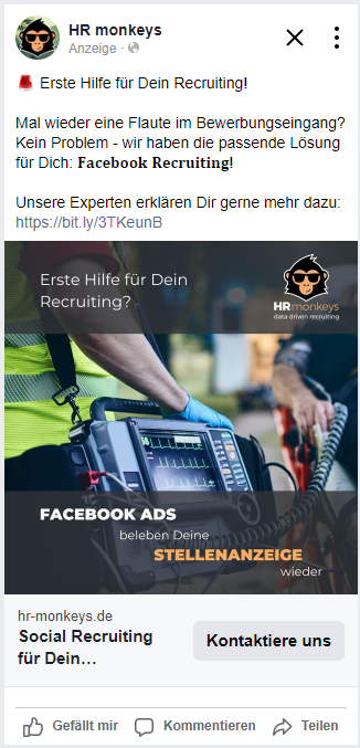 Facebook Recruiting Monkeys Ad