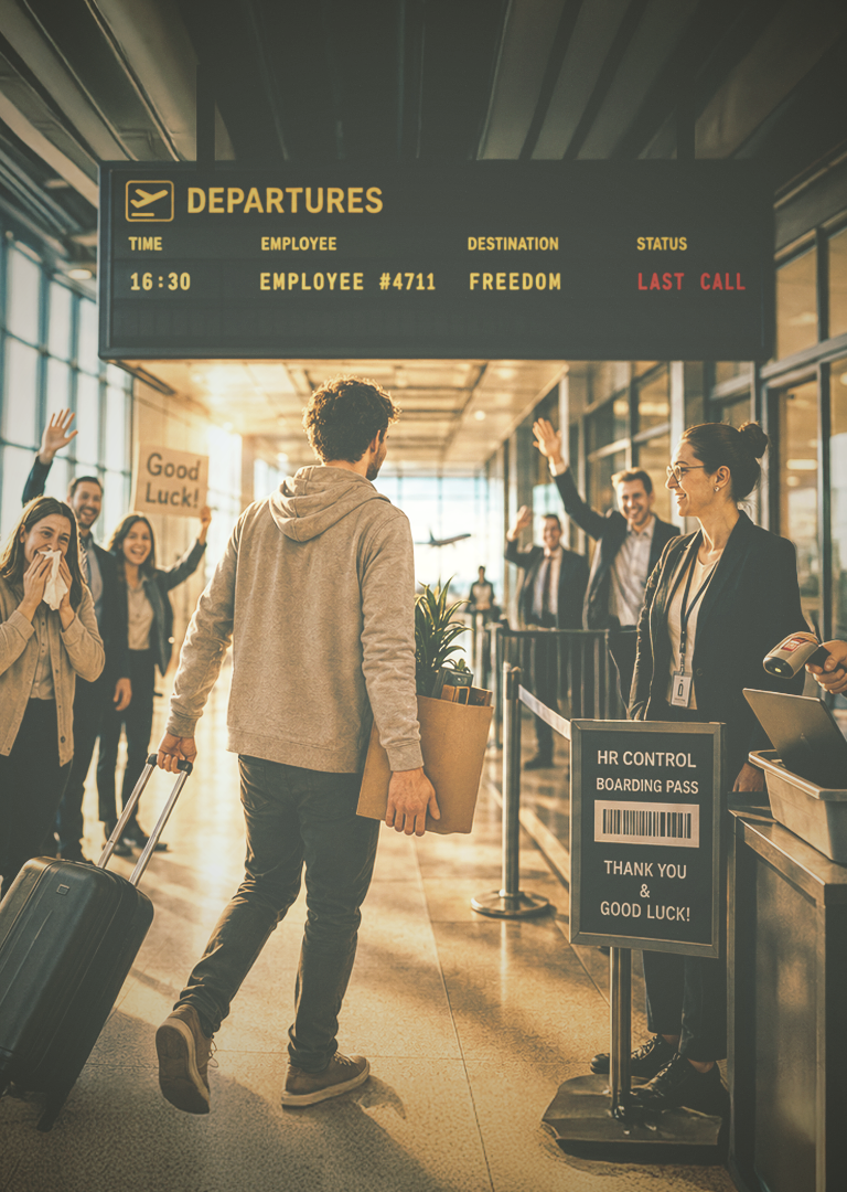 Offboarding Mann am Flughafen